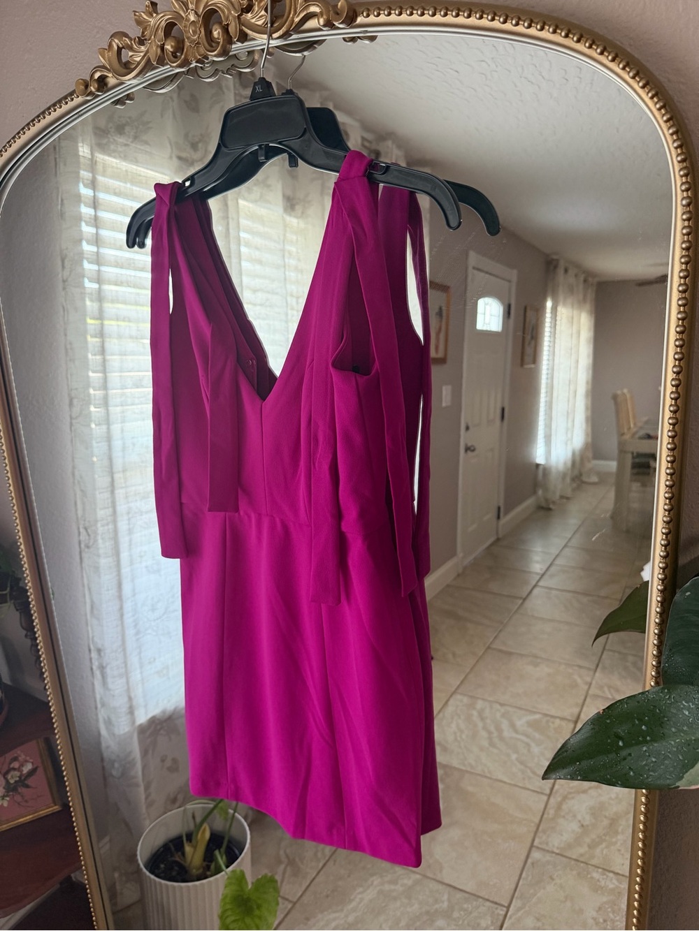 Express Fuchsia Tie-Shoulder Mini Dress
